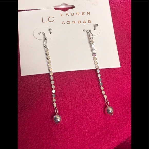 Lauren Conrad Linear Drop Earrings in Silver - Picture 2 of 4